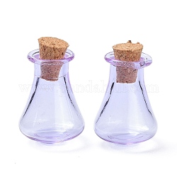 Glass Cork Bottles, Glass Empty Wishing Bottles, DIY Vials for Home Decorations, Lilac, 17x27mm