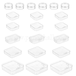 Nbeads 21 個 5 サイズ透明プラスチック容器  混合サイズのプラスチックビーズ容器小さな収納ボックスボードゲーム収納容器ビーズゲームピース小物用ヒンジ付き蓋付き