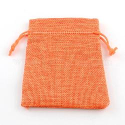 ポリエステル模造黄麻布包装袋巾着袋  サンゴ  18x13cm