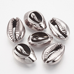 Perles de cauris plaquées uv, pas de trous / non percés, gunmetal, 18~21x11~14x6~7mm