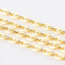 Iron Cable Chains, Unwelded, with Spool, Flat Oval, Cadmium Free & Lead Free, Golden, 3x2x0.5mm, about 328.08 Feet(100m)/roll