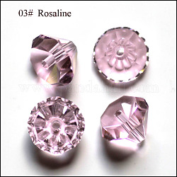Abalorios de cristal austriaco de imitación, aaa grado, facetados, diamante, rosa, 6x4mm, agujero: 0.7~0.9 mm