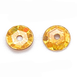 Perles PVC de paillette, perles de paillettes semi-calottes, le trou central, verge d'or, 6x0.4mm, Trou: 1.2mm, environ 450 pcs / livre