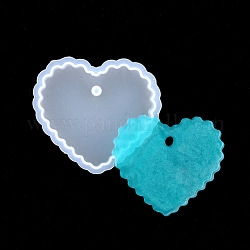 Pendant Silicone Molds, Resin Casting Molds, For UV Resin, Epoxy Resin Jewelry Making, Heart, White, Inner Size: 5.4x6x1.2cm, Hole: 0.5cm