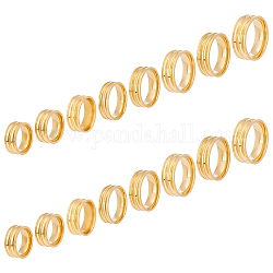 UNICRAFTALE 16pcs 8 Sizes Golden Double Blank Core Finger Rings Stainless Steel Grooved Ring Settings Wide Band Finger Rings for Jewelry Making Gift Size 5-14