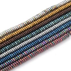 Chapelets de perles en hématite synthétique sans magnétiques, (conservation de la couleur pendant 1 an), Plat rond / disque, perles heishi, couleur mixte, 3x1mm, Trou: 1mm, Environ 320 pcs/chapelet, 16.14 pouce (41 cm)