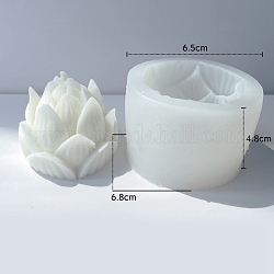 Moules en silicone 3d de qualité alimentaire lotus diy, moules à bougies, pour la fabrication de bougies d'aromathérapie bricolage, blanc, 6.8x6.5x4.8 cm
