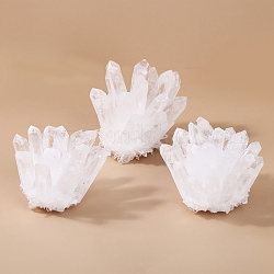 Decoraciones de exhibición de cristal de cuarzo druzy natural, racimo de cuarzo crudo, pepitas, blanco, 95mm