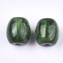 Abalorios de resina, de piedras preciosas de imitación, oval, verde oscuro, 17~17.5x16mm, agujero: 3 mm