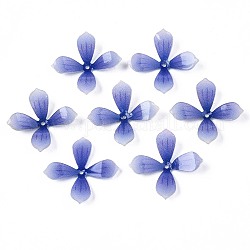 Abalorios de plástico, flor, azul, 22.5x22.5x4.5~5.5mm, agujero: 1.2 mm