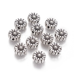 Perline a fiore in lega stile tibetano, cadmio & nichel &piombo libero, argento antico, 11x5mm, Foro: 2 mm