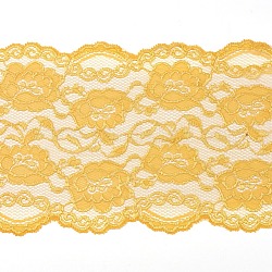 Elastische Spitzenborte aus Stretch, Blumenmuster Spitzenband, zum Nähen, Kleiderdekoration und Geschenkverpackung, golden, 150 mm
