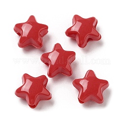 Perline acrilico opaco, stella, rosso, 11x11.5x7mm, Foro: 2 mm, circa 1245pcs/500g