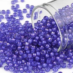 TOHO Round Seed Beads, Japanese Seed Beads, (934) Inside Color Crystal/Wisteria Lined, 8/0, 3mm, Hole: 1mm, about 10000pcs/pound