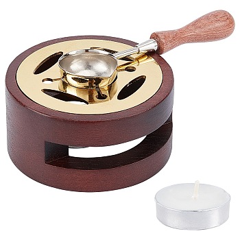 Wax Seal Stamp Sets, with Wood Wax Furnace and Wax Sticks Melting Spoon Tool, Mixed Color, Packing Box: 10x10x7cm, 3pcs/box
