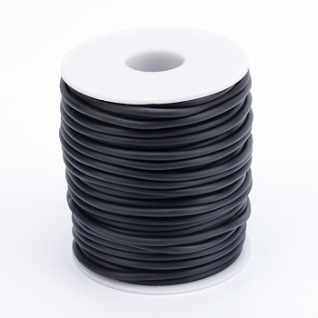 Pvc tubular cordón de caucho sintético sólido, ningún agujero, envuelta alrededor de la bobina de plástico blanco, negro, 2mm, alrededor de 32.8 yarda (30 m) / rollo
