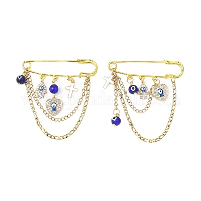 Булавки для килта с синим эмалевым сплавом от сглаза JEWB-BR00197-1