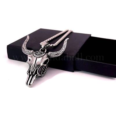 Ожерелья с подвеской в виде черепа быка из нержавеющей стали в западном стиле для мужчин BA1593-1
