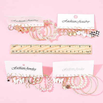 5 комплект из 5-х цветных комплектов серег-колец из сплава EJEW-FS0001-23B-1