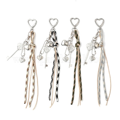 4 шт. 4-цветный полиэстеровый шнур и подвесные украшения из сплава и пластика HJEW-JM04341-1