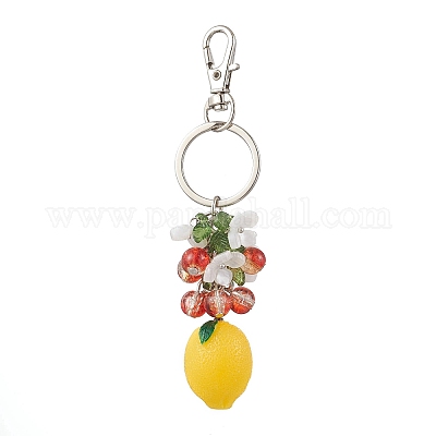 5 шт. брелок из непрозрачной смолы и окрашенного распылением стекла с эффектом кракле KEYC-JKC01343-1