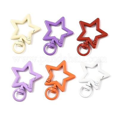 10 шт. окрашенных распылением сплавных поворотных карабинных застежек FIND-FS0004-55-1