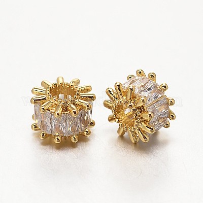 Латунные микро проложить класса AAA кубического циркония бусы ZIRC-O010-06G-NR-1