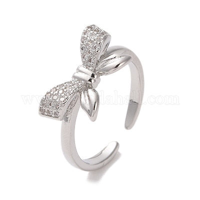 Открытое кольцо-манжета из латуни с микропаве из кубического циркония RJEW-K256-58D-P-1