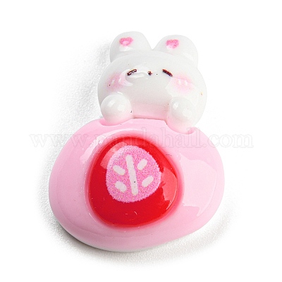 Кабошоны из непрозрачной смолы на тему кролика RESI-C042-02C-1