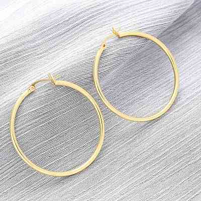 Латунь обруч серьги для женщин EJEW-I270-13B-G-1