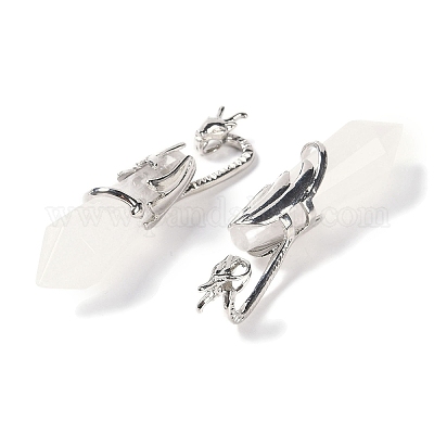 Большие подвески с ограненными заостренными пулями из натуральных кристаллов кварца G-L524-19P-09-1