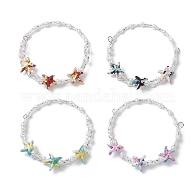 Браслеты из бисера из искусственной бирюзы и искусственного жемчуга BJEW-JB11850-1