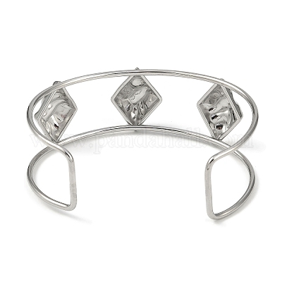 Широкие текстурированные открытые браслеты-манжеты из нержавеющей стали марки 304 BJEW-Q348-05P-13-1