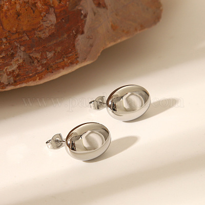 Модные овальные серьги-гвоздики и ожерелья-подвески из нержавеющей стали 304 для женщин TU0111-1-1