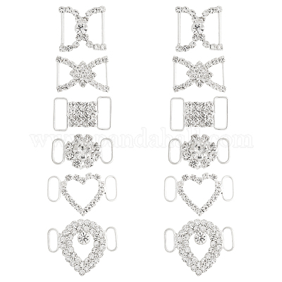 12 шт. 6 стиля латунные подвески-коннекторы со стразами KK-HY0004-27-1