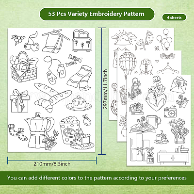 4 лист 11.6x8.2-дюймовых рисунков вышивки палочками и стежками DIY-WH0455-166-1