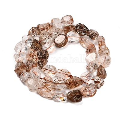 Нити бусин из натурального рутилированного кварца G-P568-C10-01-1