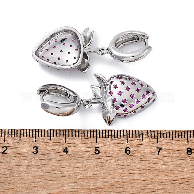 Латунные микро проложить серьги обруча кубического циркония EJEW-R016-23P-1