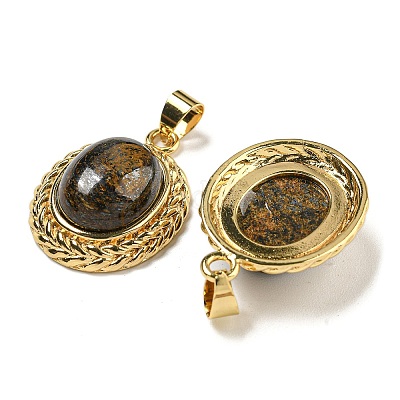 Овальные подвески из натурального бронзита G-B079-02G-02-1