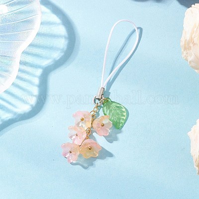 Цветочные украшения ручной работы в технике лэмпворк и акриловые подвески HJEW-TA00438-01-1