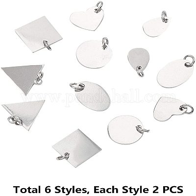 Wholesale UNICRAFTALE 12pcs Heart Flat Round Oval Square Alloy