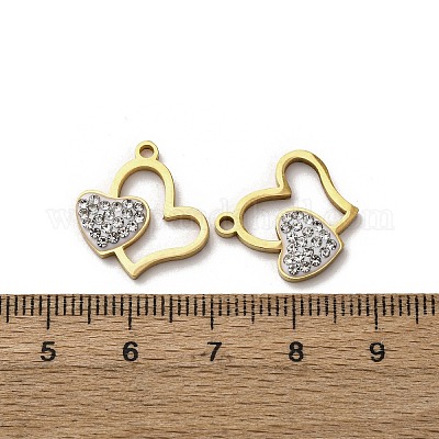 Подвески из нержавеющей стали 304 со стразами из глины STAS-P406-17G-G-1