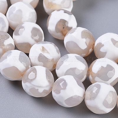 Бусины дзи с узором на спине в тибетском стиле G-G036-8mm-6-1