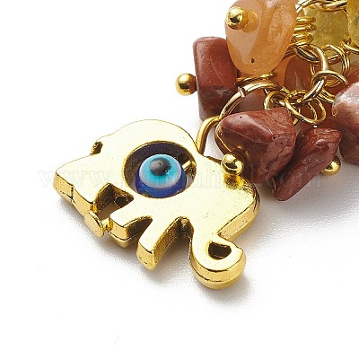 Брелок из бисера с чипом из натурального драгоценного камня чакра KEYC-JKC00415-01-1