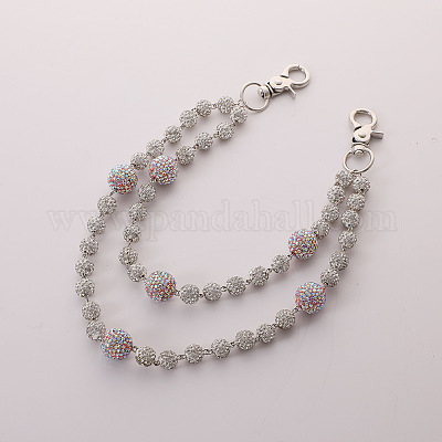 Двухслойные цепочки для брюк из полимерной глины с круглыми бусинами и стразами FS-WG9506A-10-1