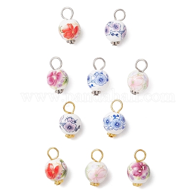 Подвески из фарфора и керамики с цветочным принтом ручной работы PALLOY-JF03928-1