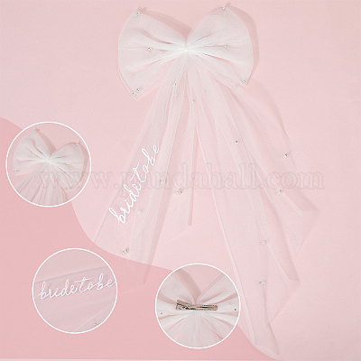 2 шт. 2 стиля бант из полиэстера с пластиковыми жемчужинами заколки для волос&nbsp;PHAR-CY0001-05-1