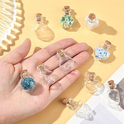 10 шт. 5 стиля прозрачной стеклянной бутылки для контейнеров для бусин AJEW-YW0001-47-1