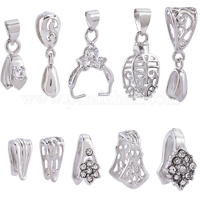 50 шт. 10 стиля филигранной стойки с покрытием из латуни с зажимами для подвески KK-SC0005-57-1