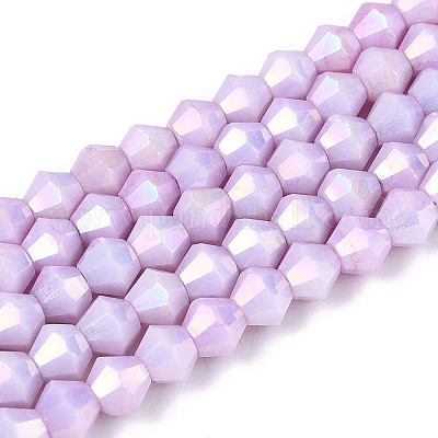 Антикоррозийные гальванические биконические стеклянные бусины EGLA-T021-4mm-16-02-1